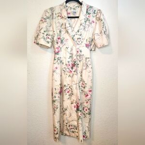 Vintage 1980s R.E.O. Originals Floral Double Breasted MOD CHIC Dress, Size 6